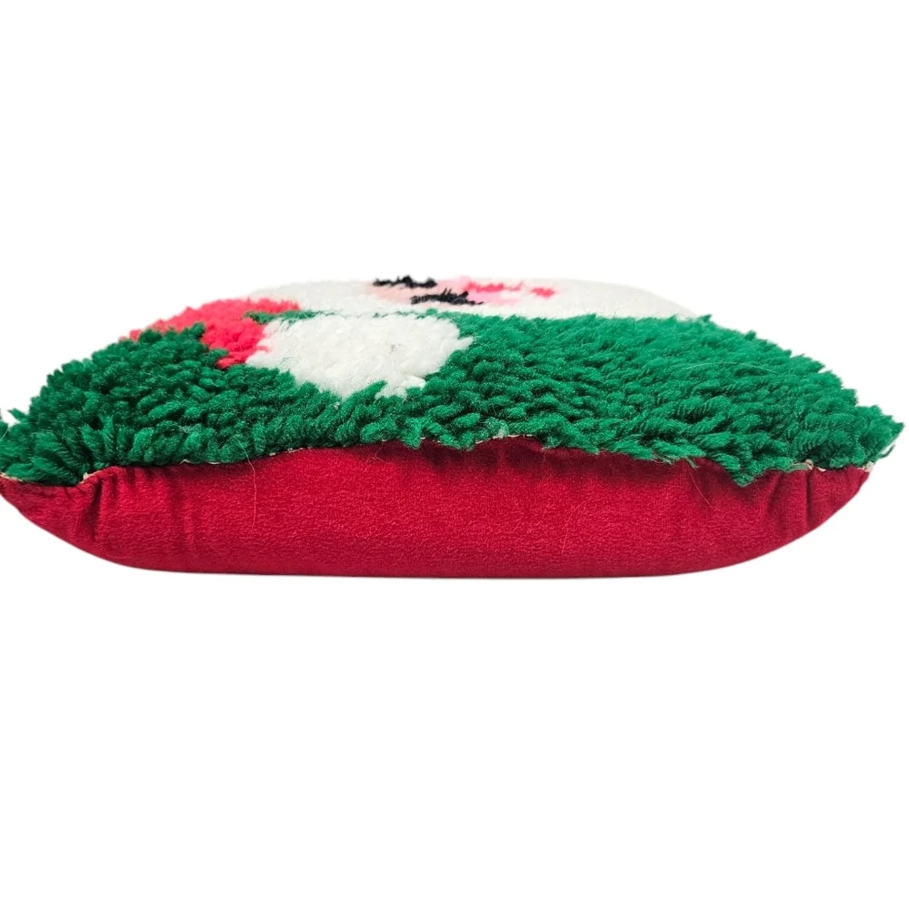 Vintage 70s Santa Claus Handmade Latch Hook‎ Throw Pillow Accent Pillow 14x15
